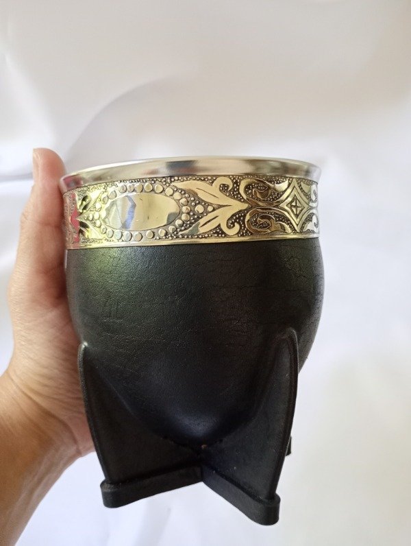 Producto - Mate imperial PREMIUM calabaza/cuero vacuno. Negro II