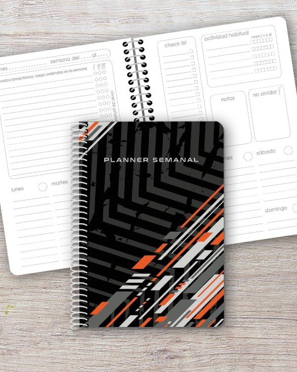 Producto - Planner Semanal A5 dis. flechas naranja