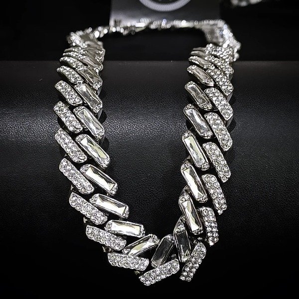 Producto - Cadena BILLON plateada (Cubana Diamantada 60cm)