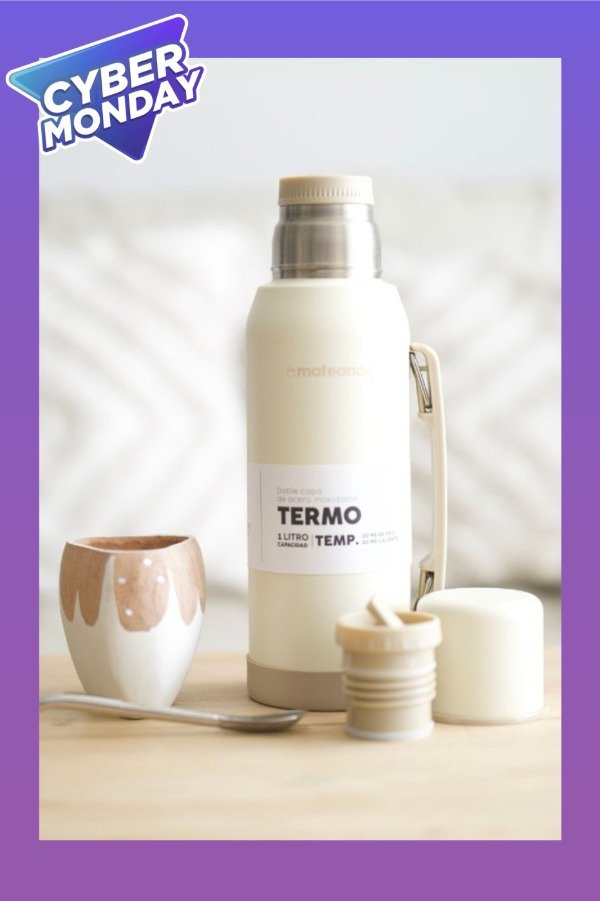 Producto - SET VACA RANCHERO + TERMO MATEANDO BEIGE 1 L + BOMBILLA - 0