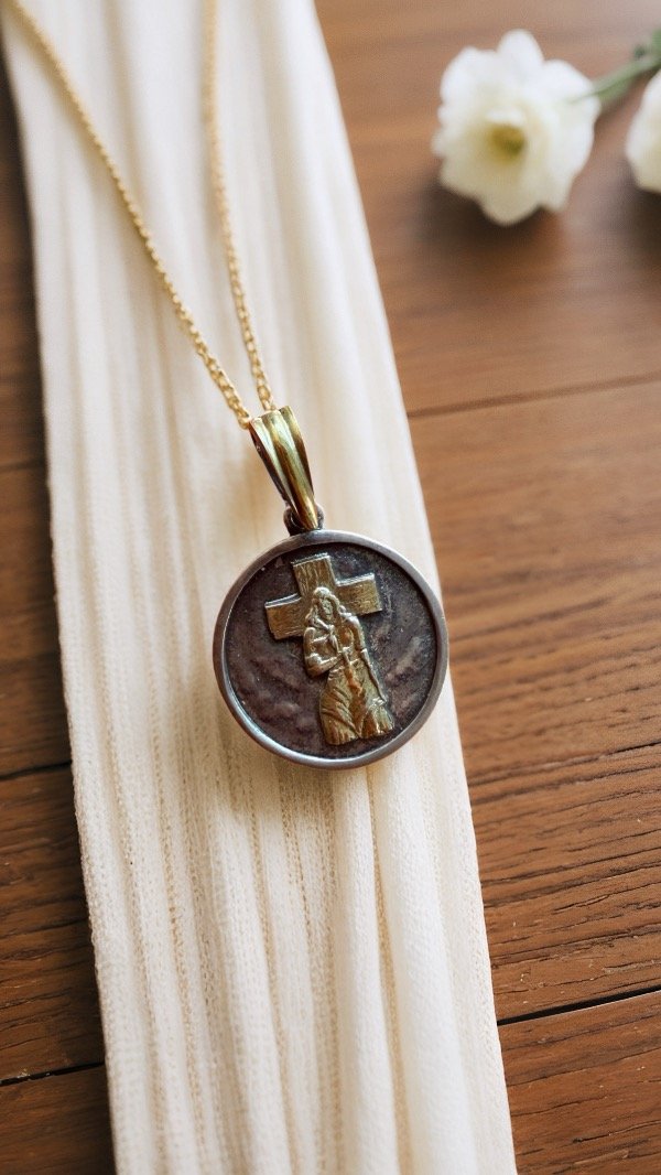 Producto - Medalla Gauchito Gil Plata y Oro 18x27mm D200