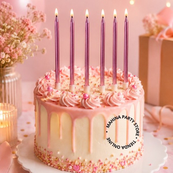Producto - Velas rosas metalizadas x 6