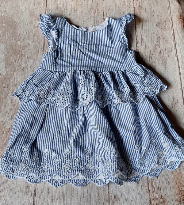 Producto - VESTIDO RAYAS CELESTE GAP 18 A 24 MESES
