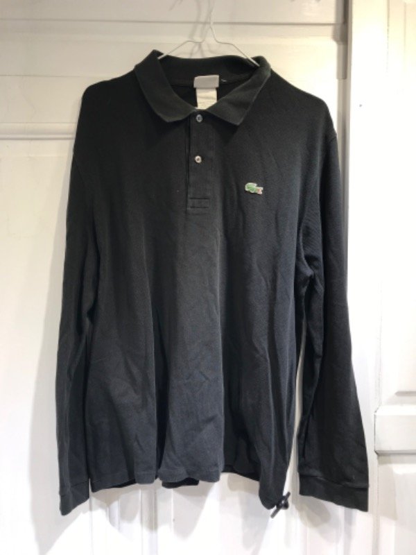 Producto - Chomba LACOSTE negra manga larga basica- Talle L- PRECIO: 48x
