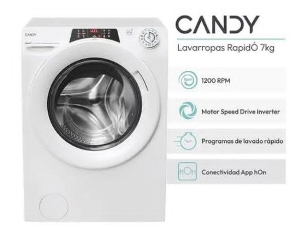 Producto - LAVARROPAS CANDY 7KG INVERTER RO1274DWMT-1-12 WIFI 1200 RPM BLANCO