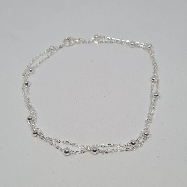 Producto - Tobillera bolitas acero blanco