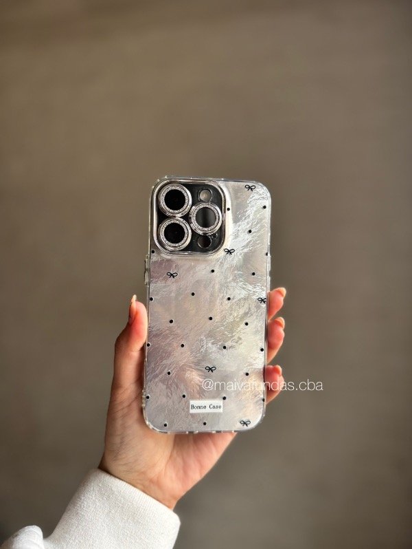 Producto - Case silver moños cubrecámara desmontable iPhone - 2