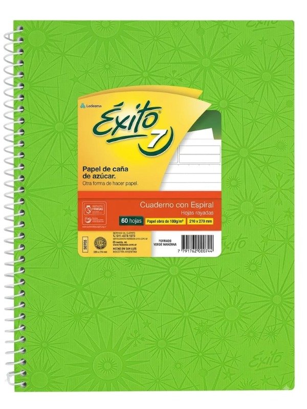 Producto - Cuaderno Éxito E7 - 60 Hojas - Varios Colores - Tapa Dura Espiral - Sin Troquel