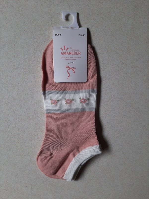 Producto - Soquete amanecer importado - Rosa con flores borde blanco