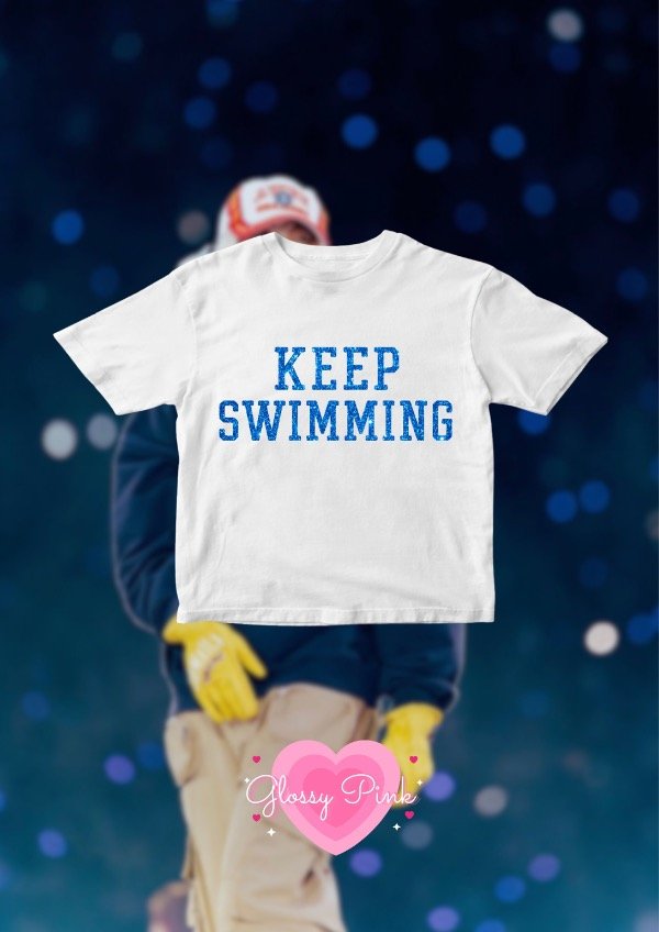Producto - Baby Tee Keep Swimming - VINILO TEXTIL GLITTER