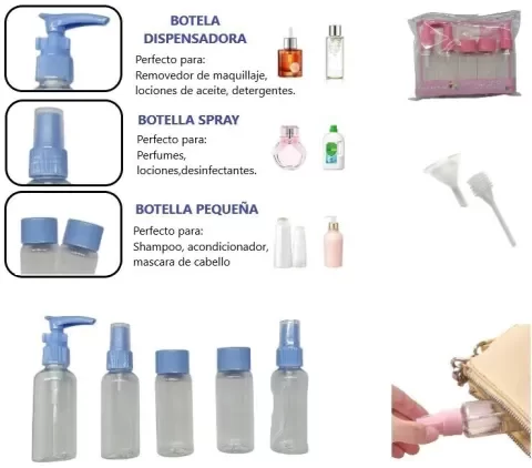 Producto - KIT DE VIAJE BOTELLAS PARA COSMETICOS 7PCS