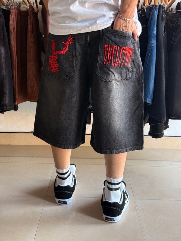 Producto - Bermuda Baggy Skeleton Red
