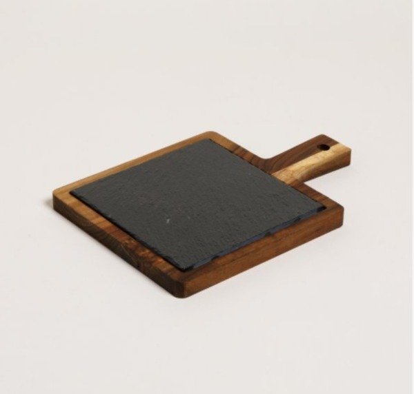 Producto - TABLA CUADRADA DE ACACIA Y LAJA ARDESIA 25X17,5 CM - 4