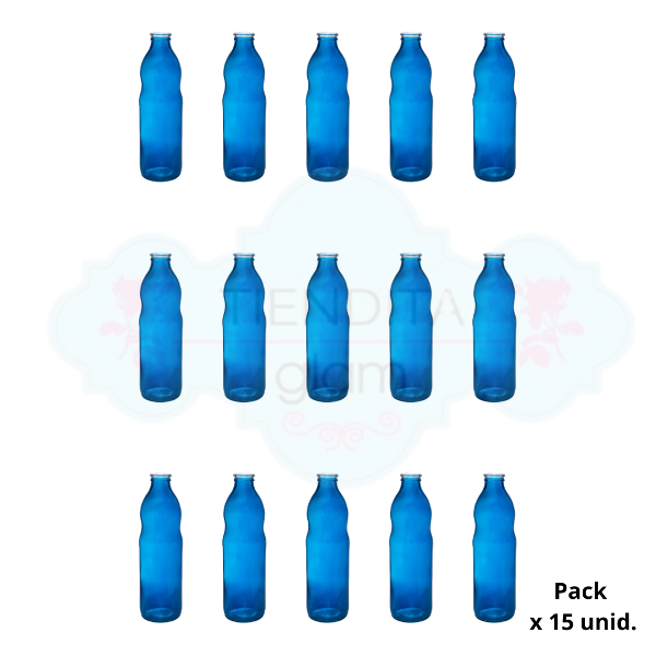 Producto - PACK X 15 UNID. BOTELLA TOMATE VIDRIO AZUL 1 LT SIN TAPA - 0