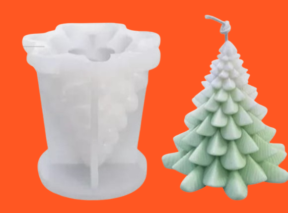 Producto - Molde Silicona Arbolito de Navidad Grande Hojas Rayadas - 0