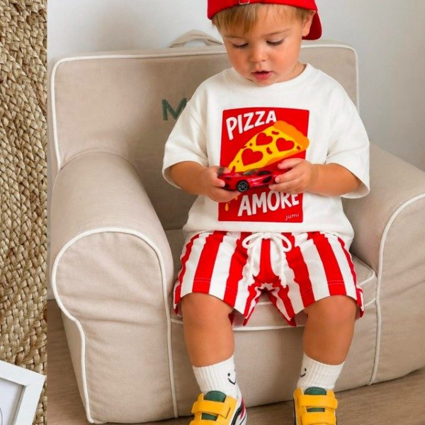 Producto - Conjunto para Bebés Pizza Amore Remera y Short Talle 3 a 24 meses - 1