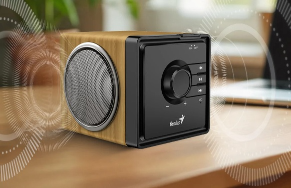 Producto - Parlantes 2.0 portables -c/microfono -6w -bluetooth 5.3/aux -manos libres -wood