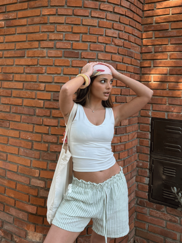 Producto - Short rayado Rebecca (lino) - 0
