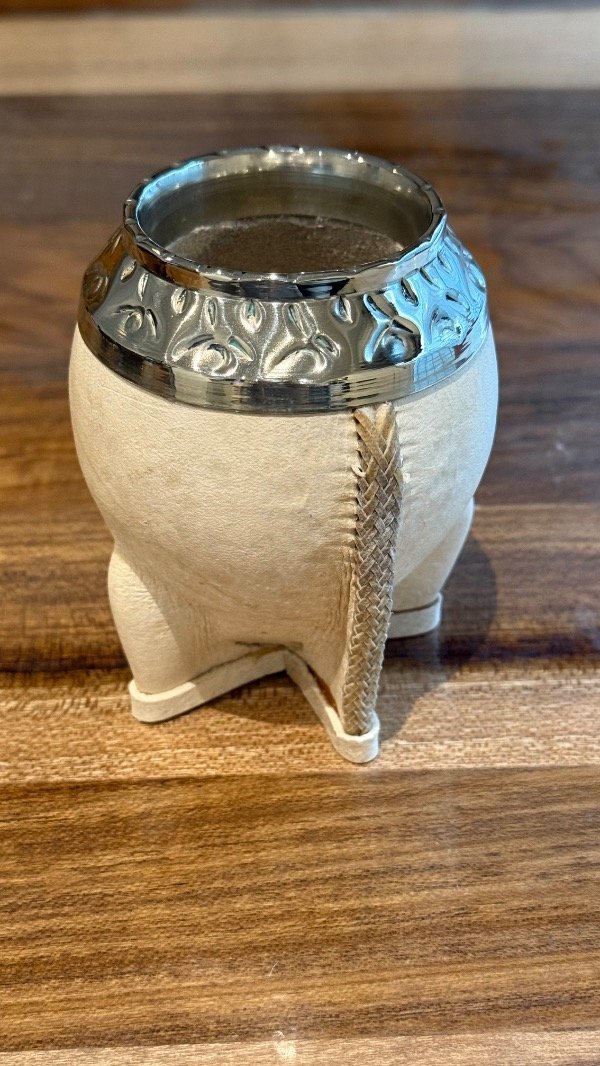 Producto - Mate torpedo cuero crudo cocido a tiento virola alpaca