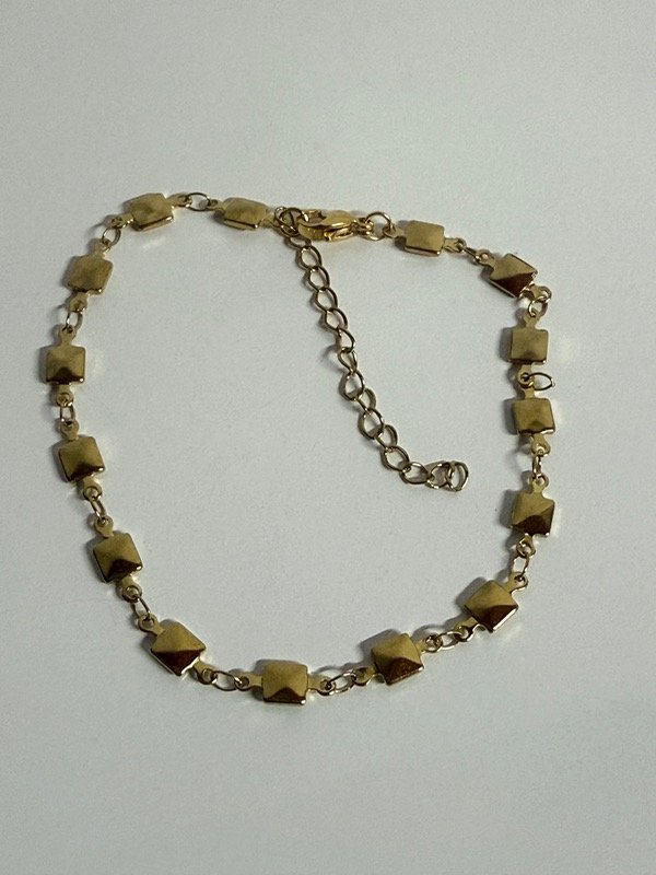 Producto - PD141 Pulsera cuadrados acero dorado 20 + 4 cm