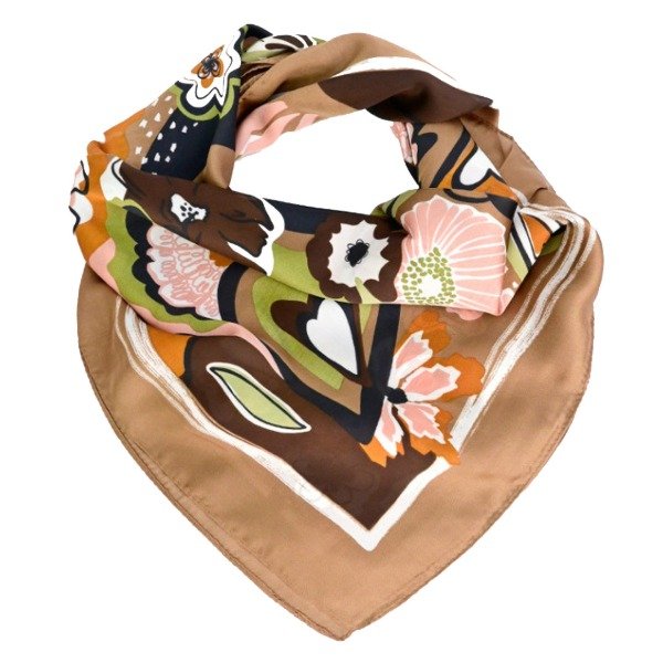 Producto - Pañuelo Heart and Flowers Brown