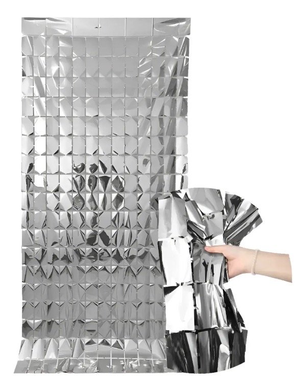 Producto - CORTINA METALIZADA ESPEJO 1x2m PLATEADA