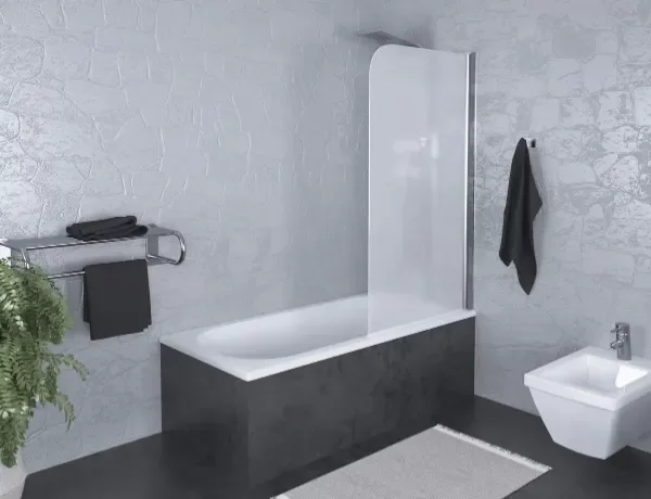 Producto - Mampara fija sobre bañera vidrios de 6mm vidrio esmerilado.