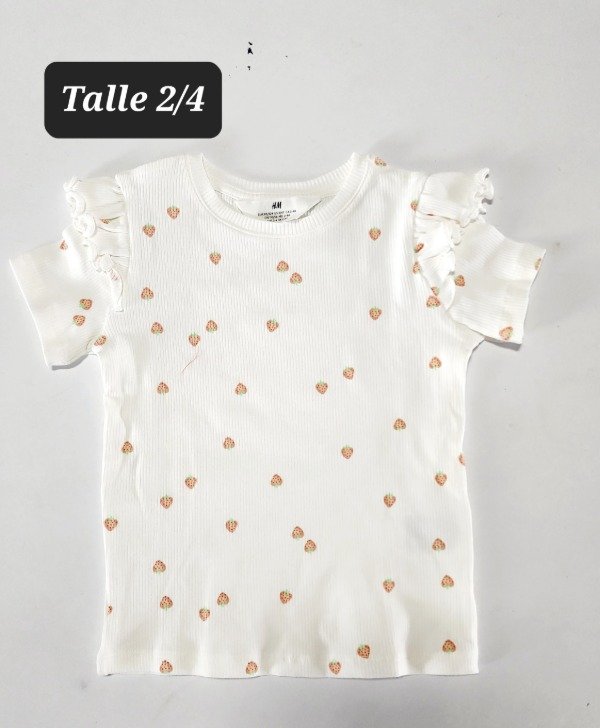 Remera manga corta HyM talle 2/4 morley frutillas