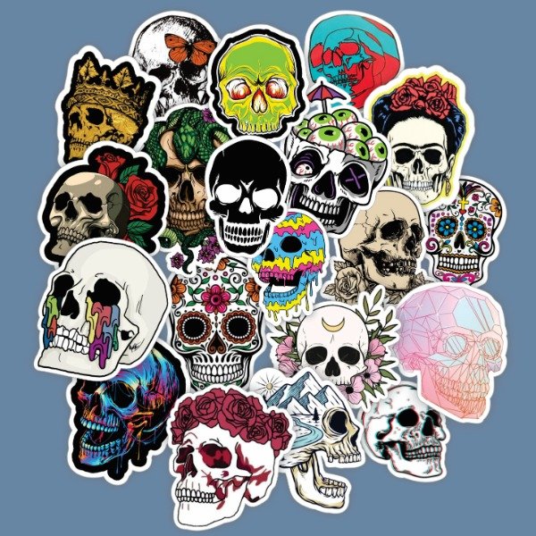 Producto - Pack 20 Stickers Vinilo Uv Premium - Calaveras