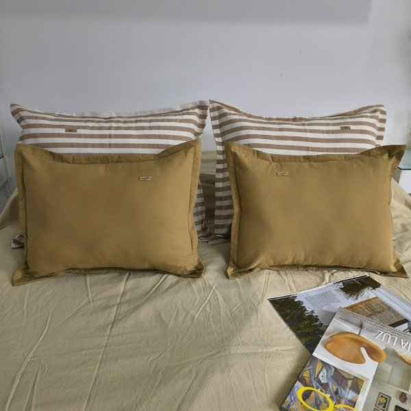 Producto - Combo x4 Almohadones - 50x60 Crudo con Beige Rayas + 40x50 Kaqui - Tela Tusor - 0