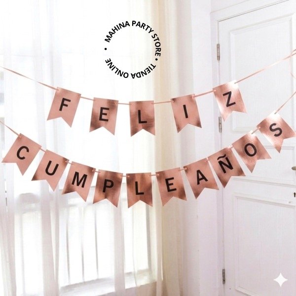Producto - Banderín de cumpleaños rose gold