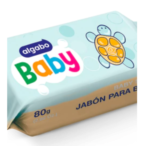 Producto - Jabón para bebe Algabo pastilla flow pack 80g