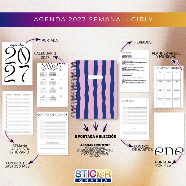 Producto - Agenda 2027 Semanal Girly