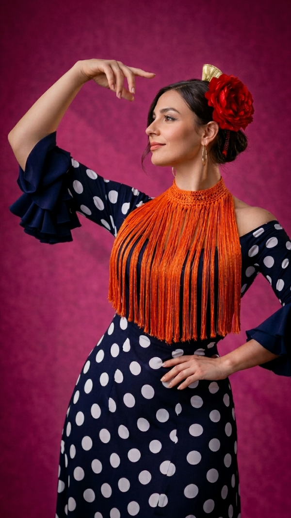 Producto - Collar De Flecos De Seda Recto Naranja