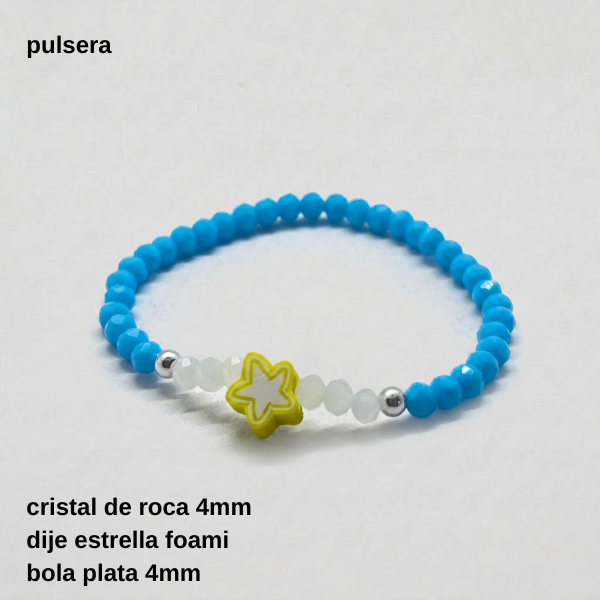 Producto - PULS #FP - Pulsera cristal de roca y estrella foami Argentina (DOLAR)