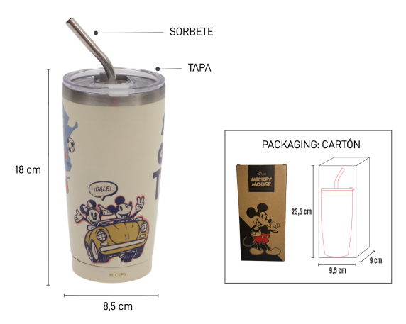 Producto - VASO TERMICO ACERO INOX DISNEY MICKEY MINNIE 7195
