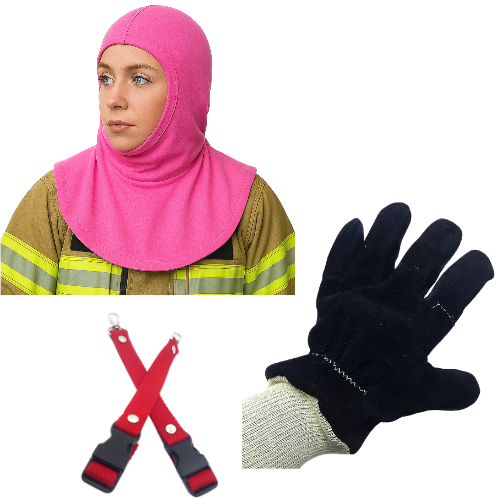 Producto - Capucha Rosa Retardante + Guantes para Incendio Estructural