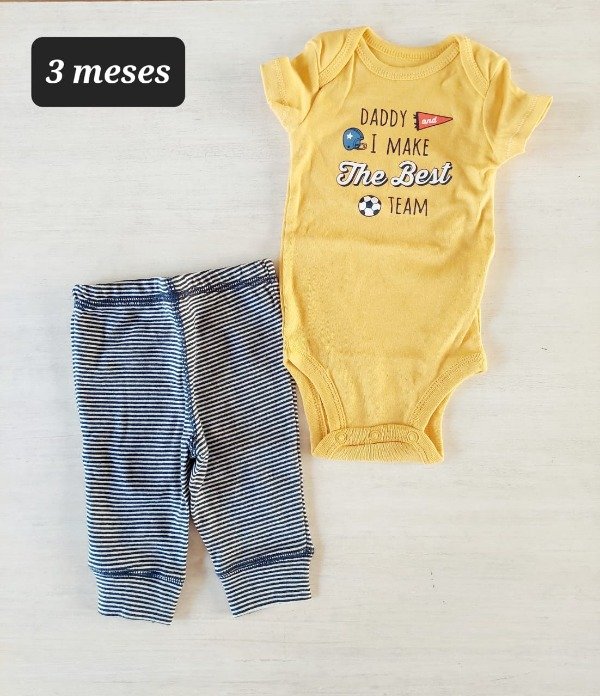 Duo Carters body y pantalón 3 meses maíz