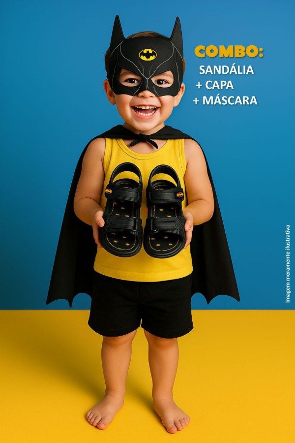 Producto - S12. Kit batman Sandalia Capa Máscara 21/22 25/26 27/28