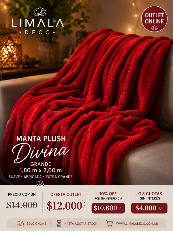 Producto - MANTA PLUSH ROJA 180x200
