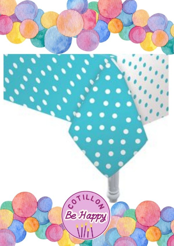 Producto - Mantel celeste con lunares