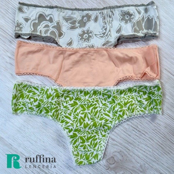 Producto - Pack x3 culoteless de algodón VINTAGE (talle 3)  - Art. 5071F