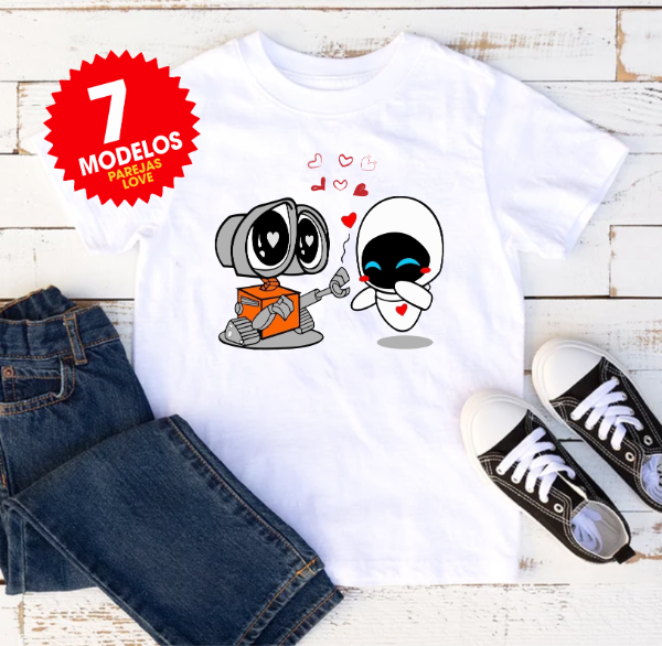 Producto - Plantillas Remeras Parejas San Valentín Personajes Sublimar DTF #R252