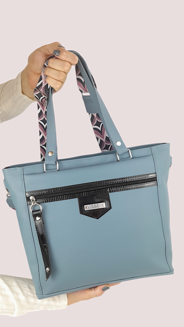 Producto - TOTE BAG - CARTERA VÉRTICE GRIS AZULADO