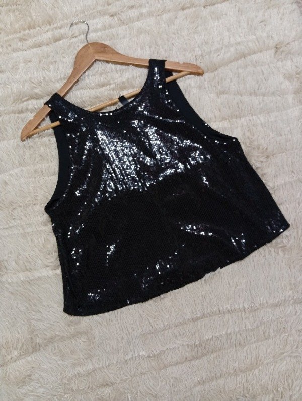 Producto - Musculosa lentejuelas con lazo atras