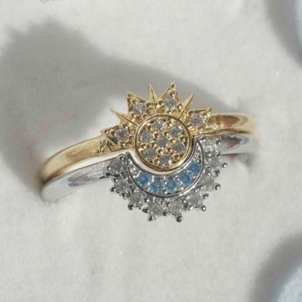 Producto - Anillo Sol y Luna-Plata S925 réplica Pandora Talle 17