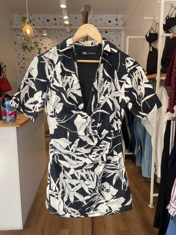Producto - Vestido estampado de lino ZARA talle S