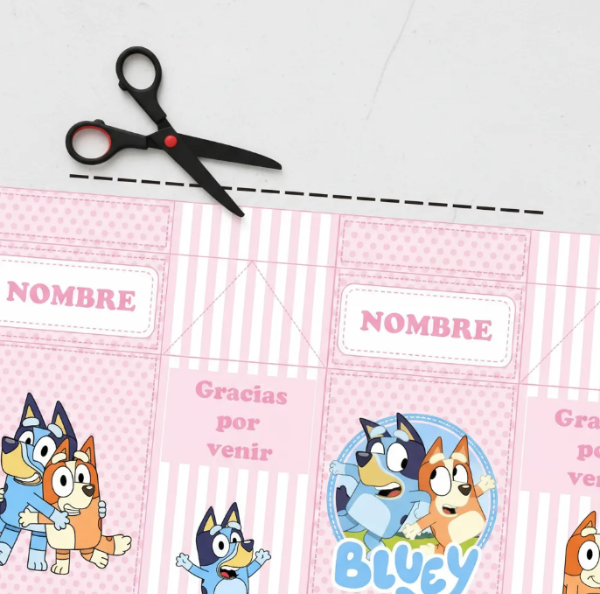 Producto - Caja Milk Box Imprimible Editable Bluey (rosa) 1 Hoja - 2