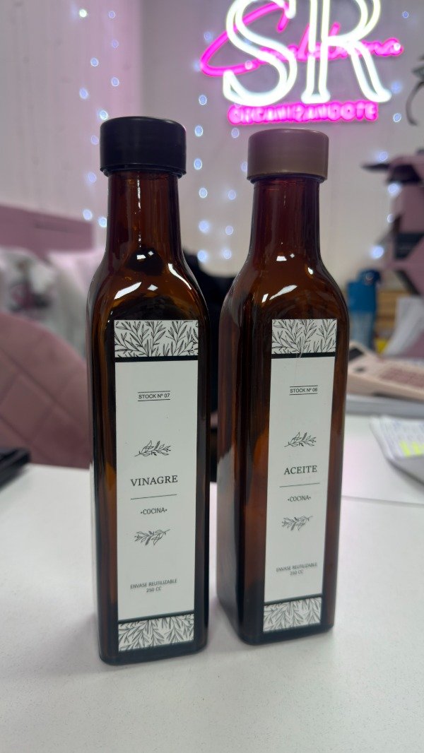 Producto - botella aceite/vinagre vidrio 250cc hogar linea ambar