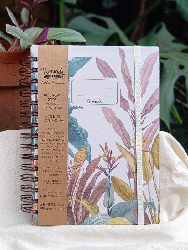 Producto - Agenda 2026 Anillada a5 (15x21cm) Dos días por página - Tropical